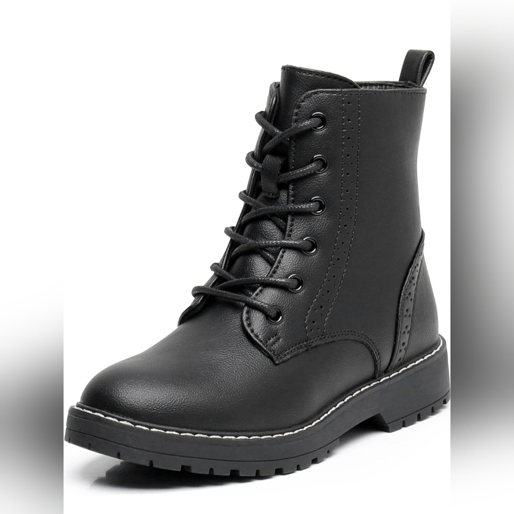 Apakowa Girls Black Lace-Up Ankle Boots